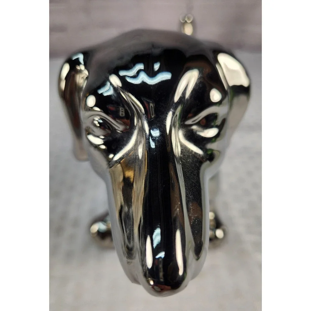 Lg Silver Dachshund Glass Statue 10.5